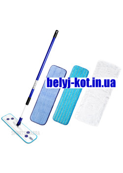 Швабра бытовая с 3 насадками: влажной, универсальной, сухой